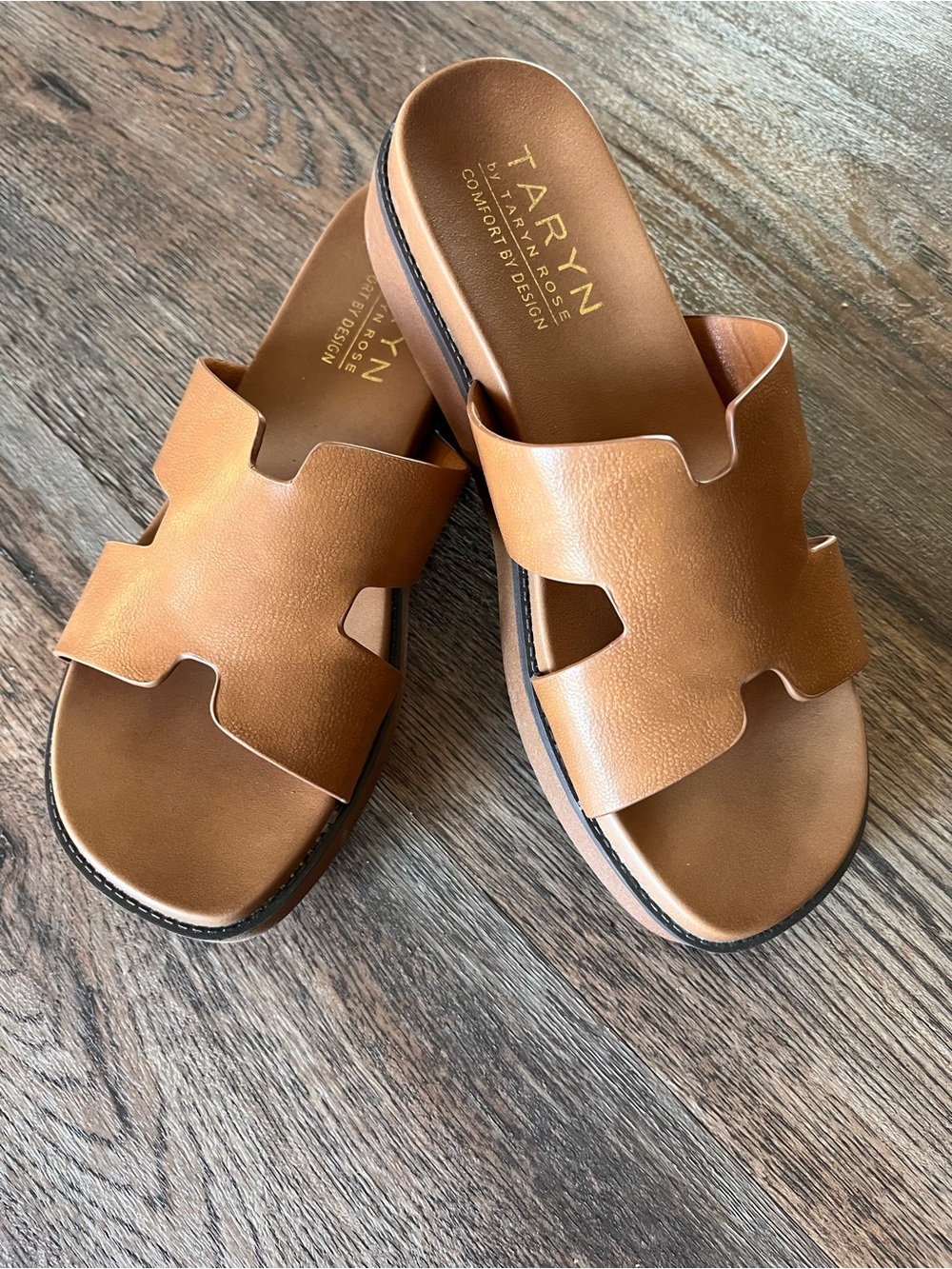 Taryn Rose Tan Slide Sandals